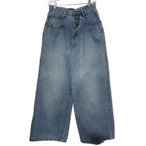 Vintage 90s ZanaDi Wide Leg Button Fly Jeans Size M Med Wash Baggy Skater Grunge